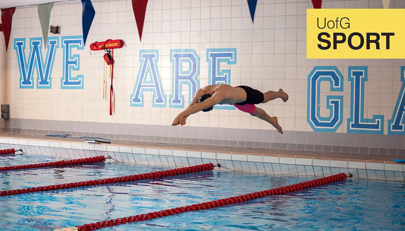 UofG Sport member diving into swimming pool